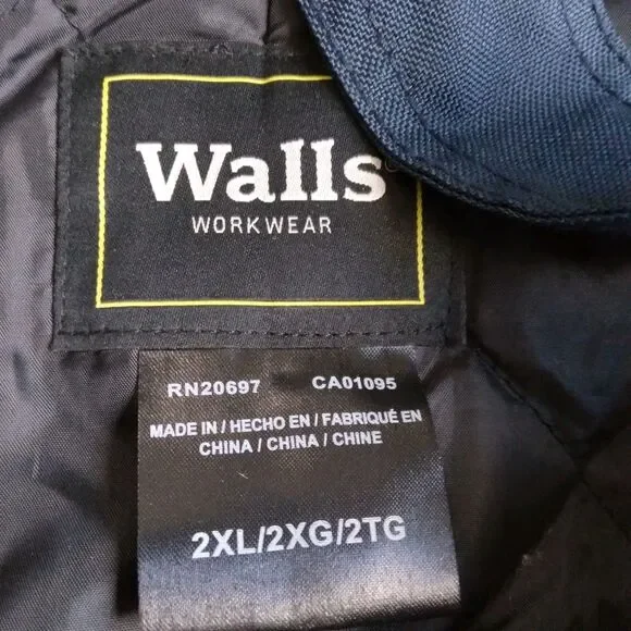 Walls Work Wear Insulated Bib Overalls Blue Quilted Lined Work Pants Mens 2XL - Picture 8 of 12
